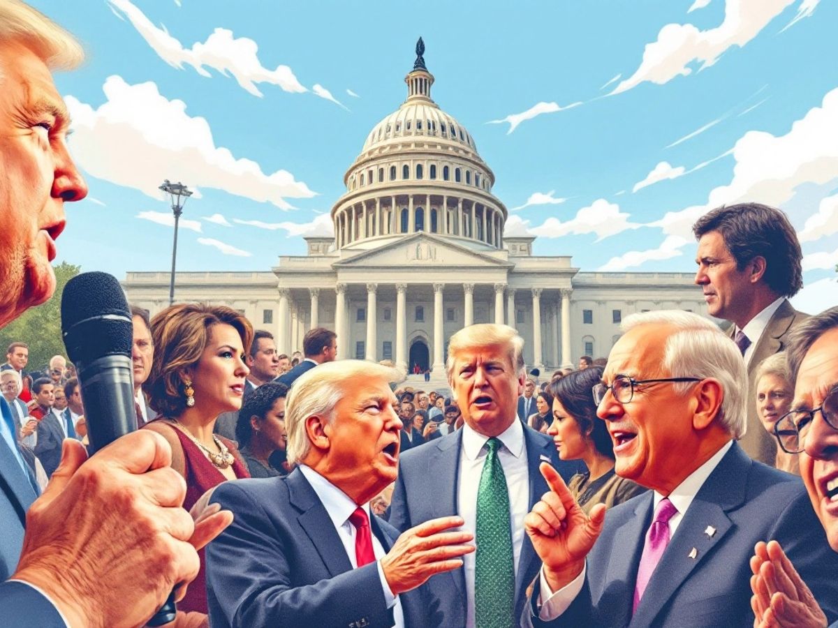 Jucători politici în discuție pe scena puterii.